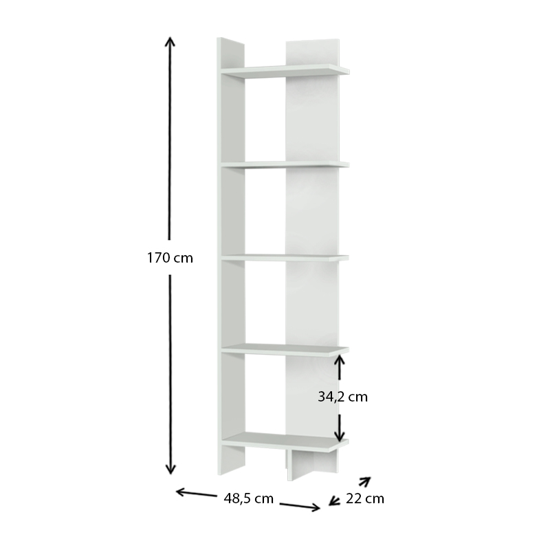 Βιβλιοθήκη Perla Megapap χρώμα λευκό 48x22x170εκ. Βιβλιοθήκη Perla Megapap χρώμα λευκό 48x22x170εκ.