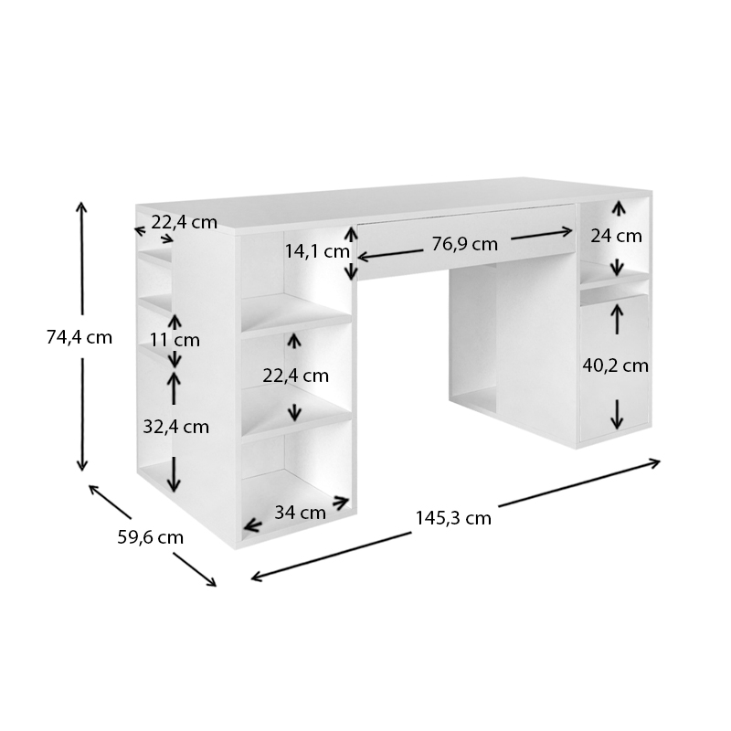 Γραφείο εργασίας Pontus Megapap χρώμα λευκό 145x60x74,4εκ. Γραφείο εργασίας Pontus Megapap χρώμα λευκό 145x60x74,4εκ.