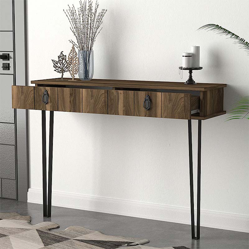 Κονσόλα επιτοίχια Ursula Megapap χρώμα καρυδί 120x35,5x90εκ. Κονσόλα επιτοίχια Ursula Megapap χρώμα καρυδί 120x35,5x90εκ.