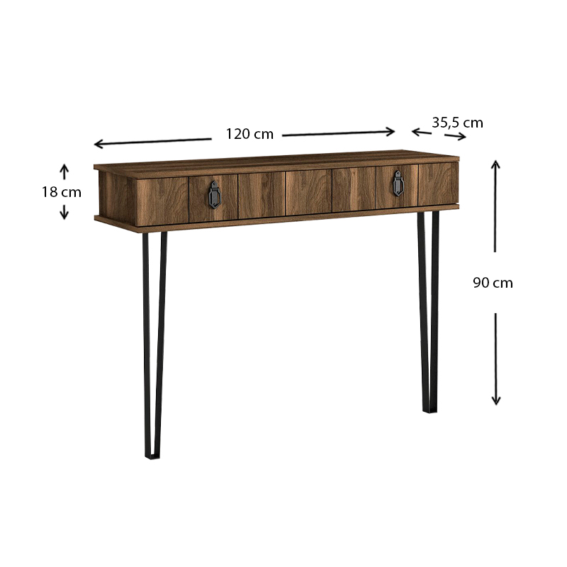 Κονσόλα επιτοίχια Ursula Megapap χρώμα καρυδί 120x35,5x90εκ. Κονσόλα επιτοίχια Ursula Megapap χρώμα καρυδί 120x35,5x90εκ.