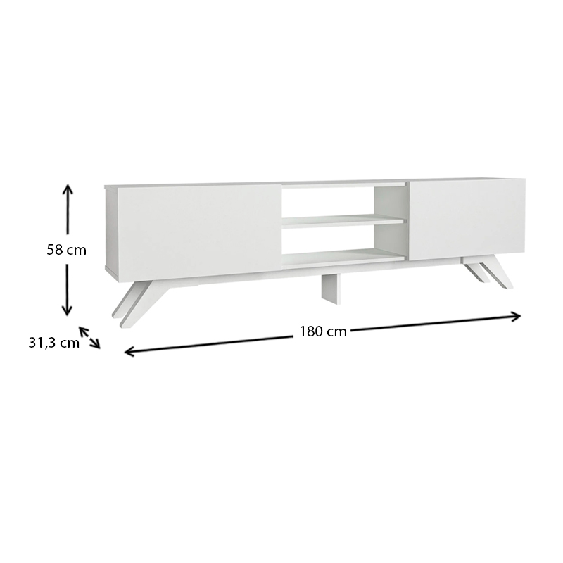 Έπιπλο τηλεόρασης Jarvis Megapap χρώμα λευκό 180x31,3x58εκ. Έπιπλο τηλεόρασης Jarvis Megapap χρώμα λευκό 180x31,3x58εκ.