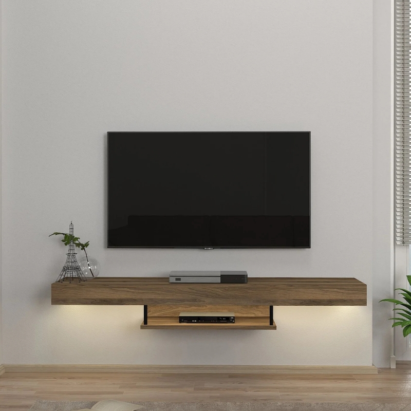 Έπιπλο τηλεόρασης επιτοίχιο Albares Megapap με LED χρώμα καρυδί 150x29,6x22εκ. Έπιπλο τηλεόρασης επιτοίχιο Albares Megapap με LED χρώμα καρυδί 150x29,6x22εκ.