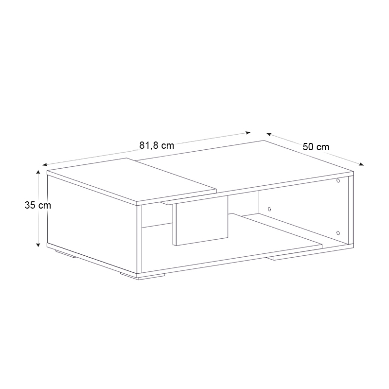 Τραπεζάκι σαλονιού Mareta Megapap χρώμα λευκό εφέ μαρμάρου - sapphire oak 81,8x50x35εκ.