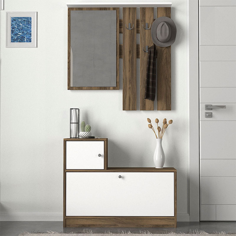 Έπιπλο εισόδου Galina Megapap χρώμα καρυδί - λευκό 91,8x27x70εκ. Έπιπλο εισόδου Galina Megapap χρώμα καρυδί - λευκό 91,8x27x70εκ.
