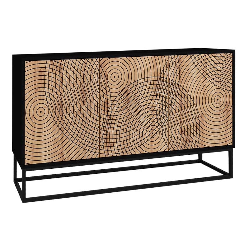 Μπουφές μελαμίνης Themis Megapap χρώμα μαύρο - sapphire oak 150x35x83,6εκ.