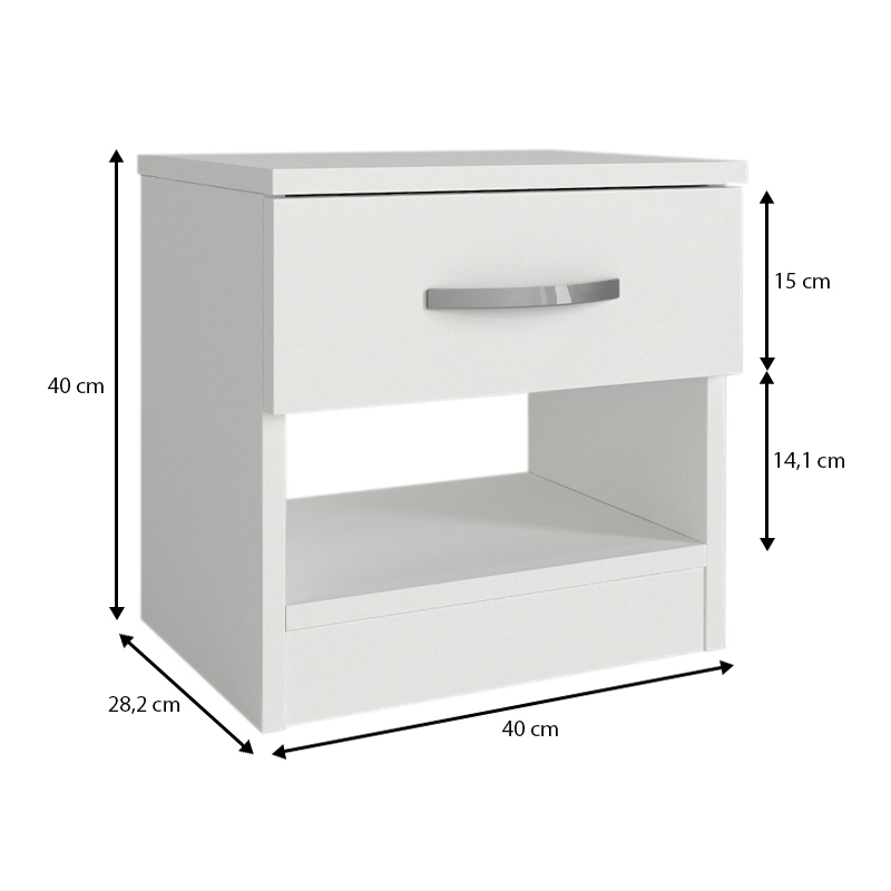 Κομοδίνο Lube Megapap χρώμα λευκό 40x28,2x40εκ. Κομοδίνο Lube Megapap χρώμα λευκό 40x28,2x40εκ.