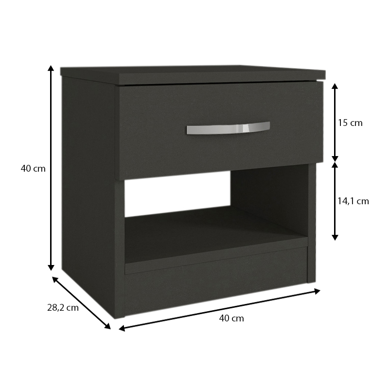 Κομοδίνο Lube Megapap χρώμα ανθρακί 40x28,2x40εκ. Κομοδίνο Lube Megapap χρώμα ανθρακί 40x28,2x40εκ.