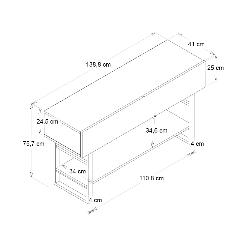 Κονσόλα Aron Megapap χρώμα μαύρο εφέ μαρμάρου 138,8x41x75,7εκ.