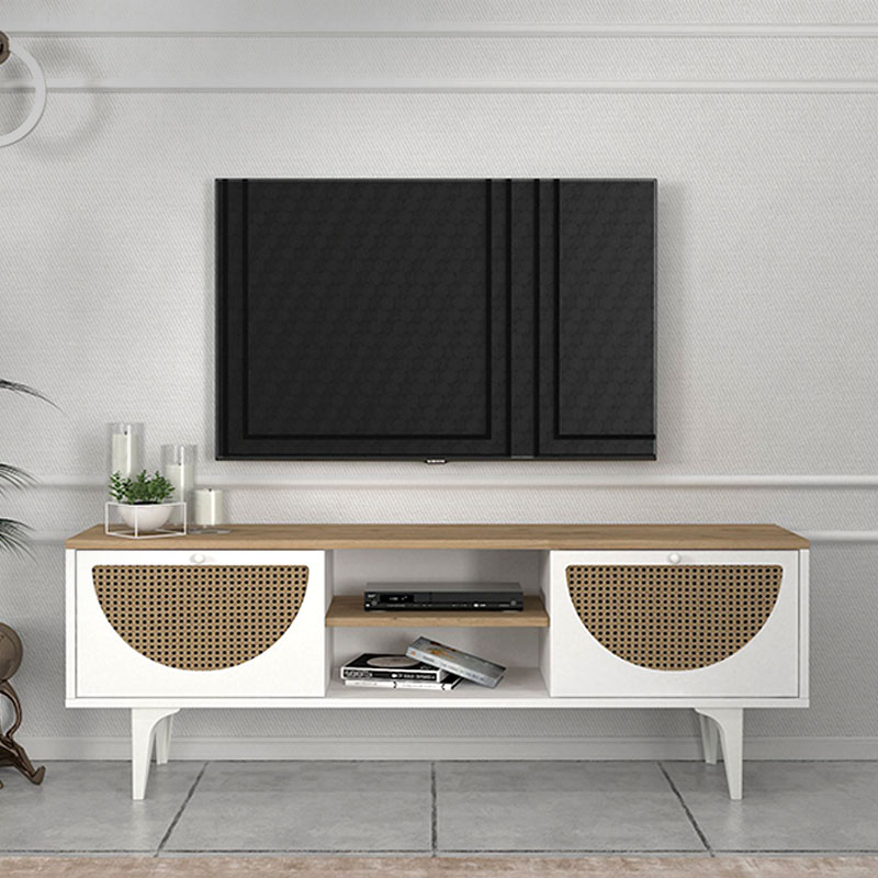 Έπιπλο τηλεόρασης Aureta Megapap χρώμα λευκό - sapphire oak 150x35x52,8 εκ. Έπιπλο τηλεόρασης Aureta Megapap χρώμα λευκό - sapphire oak 150x35x52,8 εκ.