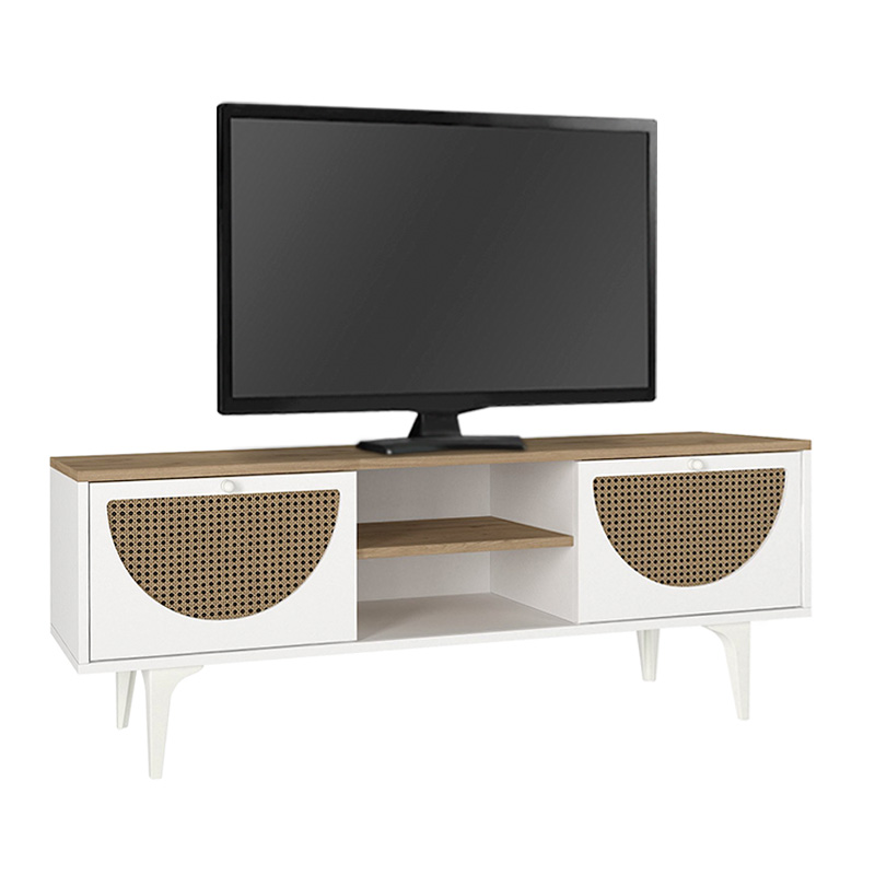 Έπιπλο τηλεόρασης Aureta Megapap χρώμα λευκό - sapphire oak 150x35x52,8 εκ. Έπιπλο τηλεόρασης Aureta Megapap χρώμα λευκό - sapphire oak 150x35x52,8 εκ.