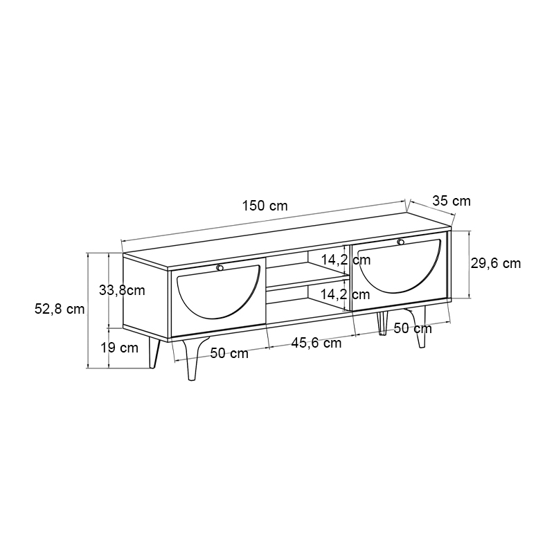 Έπιπλο τηλεόρασης Aureta Megapap χρώμα λευκό - sapphire oak 150x35x52,8 εκ. Έπιπλο τηλεόρασης Aureta Megapap χρώμα λευκό - sapphire oak 150x35x52,8 εκ.
