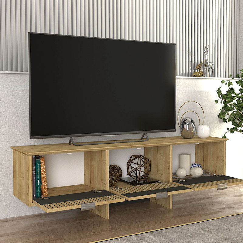 Έπιπλο τηλεόρασης Venita Megapap χρώμα sapphire oak - ανθρακί 150x35x45,3εκ. Έπιπλο τηλεόρασης Venita Megapap χρώμα sapphire oak - ανθρακί 150x35x45,3εκ.