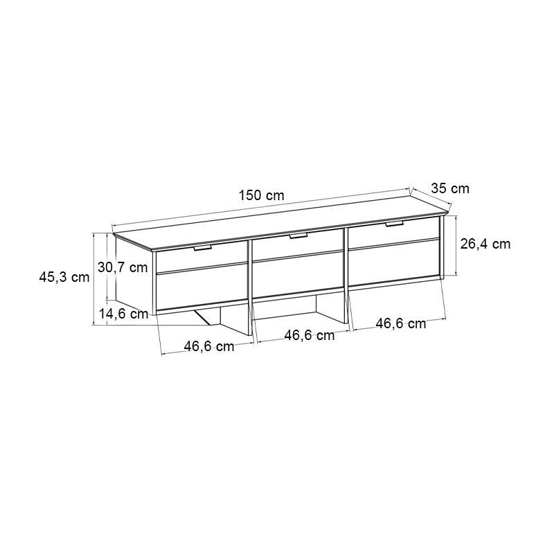 Έπιπλο τηλεόρασης Venita Megapap χρώμα sapphire oak - ανθρακί 150x35x45,3εκ. Έπιπλο τηλεόρασης Venita Megapap χρώμα sapphire oak - ανθρακί 150x35x45,3εκ.