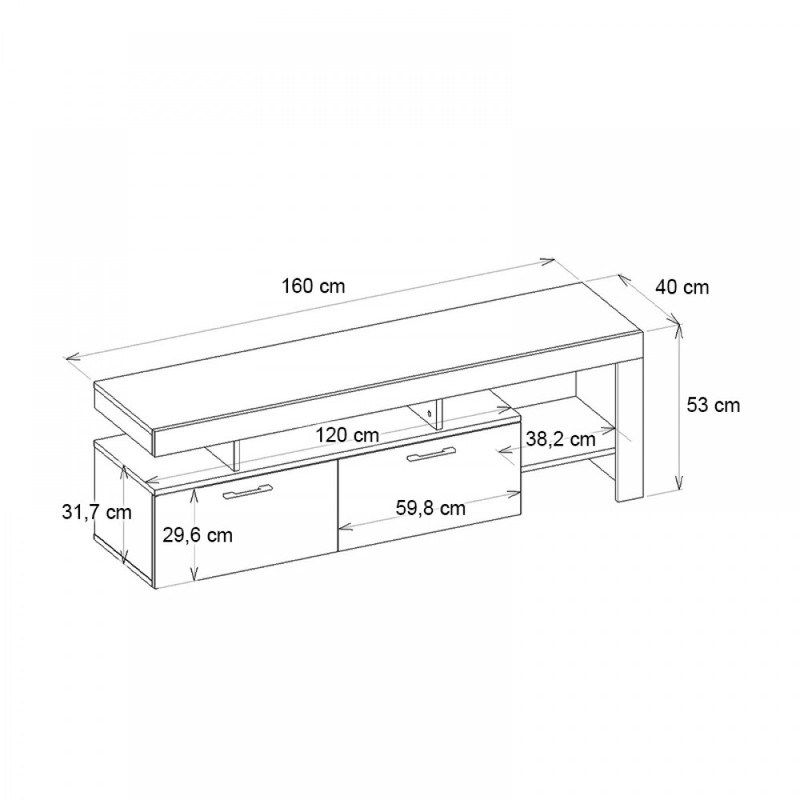 Έπιπλο τηλεόρασης Acnes Megapap χρώμα λευκό - sapphire oak 160x40x53εκ. Έπιπλο τηλεόρασης Acnes Megapap χρώμα λευκό - sapphire oak 160x40x53εκ.