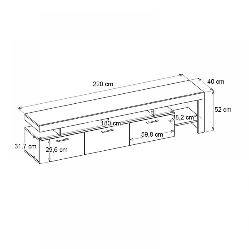Έπιπλο τηλεόρασης Acnes Megapap χρώμα μαύρο - καρυδί 220x40x52εκ. Έπιπλο τηλεόρασης Acnes Megapap χρώμα μαύρο - καρυδί 220x40x52εκ.