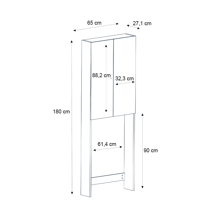Έπιπλο πλυντηρίου Romme Megapap χρώμα sepet oak 65x27,1x180εκ.