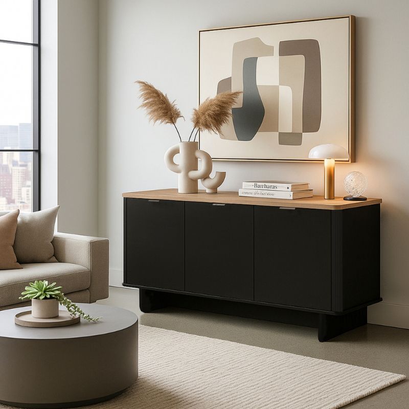 Μπουφές Bohema Megapap χρώμα μαύρο - sepet oak 180x47x76,6εκ.