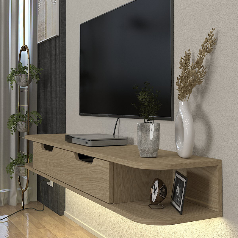 Έπιπλο τηλεόρασης επιτοίχιο Noland Megapap με LED χρώμα rota oak 150x35x19,2εκ. Έπιπλο τηλεόρασης επιτοίχιο Noland Megapap με LED χρώμα rota oak 150x35x19,2εκ.