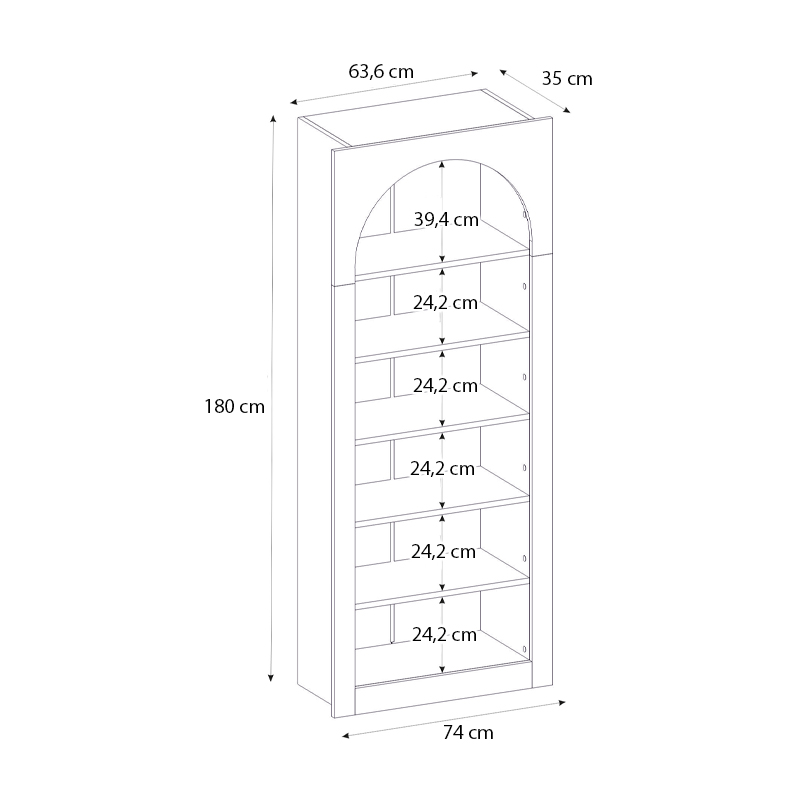 Βιβλιοθήκη Voila Megapap χρώμα λευκό 74x35x180εκ. Βιβλιοθήκη Voila Megapap χρώμα λευκό 74x35x180εκ.
