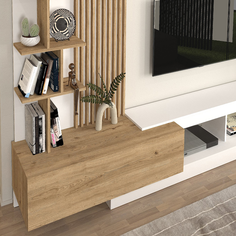 Σύνθεση τηλεόρασης Vermont Megapap χρώμα λευκό - sepet oak 240x40x192εκ. Σύνθεση τηλεόρασης Vermont Megapap χρώμα λευκό - sepet oak 240x40x192εκ.