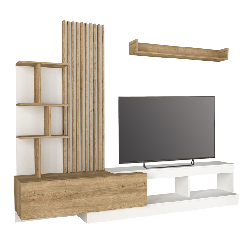 Σύνθεση τηλεόρασης Vermont Megapap χρώμα λευκό - sepet oak 240x40x192εκ. Σύνθεση τηλεόρασης Vermont Megapap χρώμα λευκό - sepet oak 240x40x192εκ.