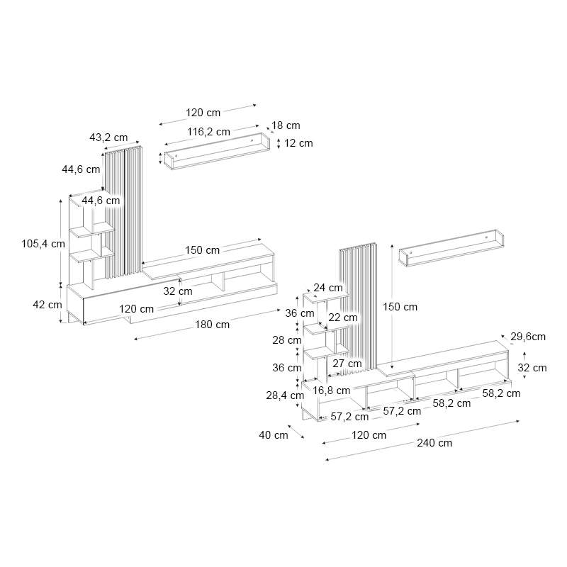 Σύνθεση τηλεόρασης Vermont Megapap χρώμα λευκό - sepet oak 240x40x192εκ. Σύνθεση τηλεόρασης Vermont Megapap χρώμα λευκό - sepet oak 240x40x192εκ.