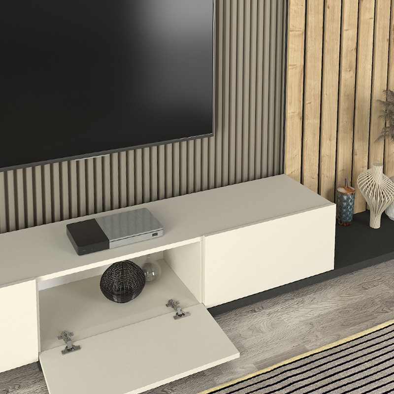 Σύνθεση τηλεόρασης Nagini Megapap χρώμα ivory - sapphire oak - ανθρακί 260x39,4x203,6εκ. Σύνθεση τηλεόρασης Nagini Megapap χρώμα ivory - sapphire oak - ανθρακί 260x39,4x203,6εκ.