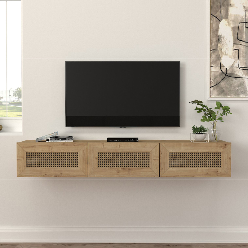 Έπιπλο τηλεόρασης επιτοίχιο Samuel Megapap χρώμα sapphire oak 180x31,4x28,6εκ.