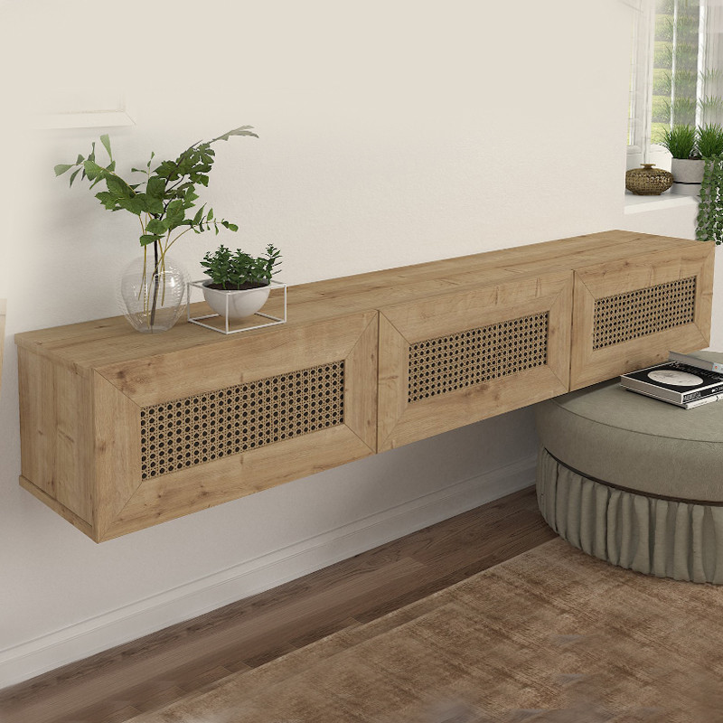 Έπιπλο τηλεόρασης επιτοίχιο Samuel Megapap χρώμα sapphire oak 180x31,4x28,6εκ.