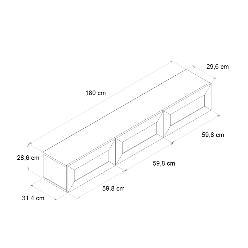 Έπιπλο τηλεόρασης επιτοίχιο Samuel Megapap χρώμα sapphire oak 180x31,4x28,6εκ.