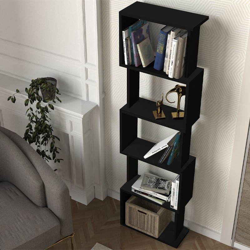Βιβλιοθήκη Alvina Megapap χρώμα μαύρο 45x19,6x158,8εκ. Βιβλιοθήκη Alvina Megapap χρώμα μαύρο 45x19,6x158,8εκ.