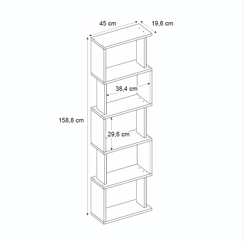 Βιβλιοθήκη Alvina Megapap χρώμα μαύρο 45x19,6x158,8εκ. Βιβλιοθήκη Alvina Megapap χρώμα μαύρο 45x19,6x158,8εκ.
