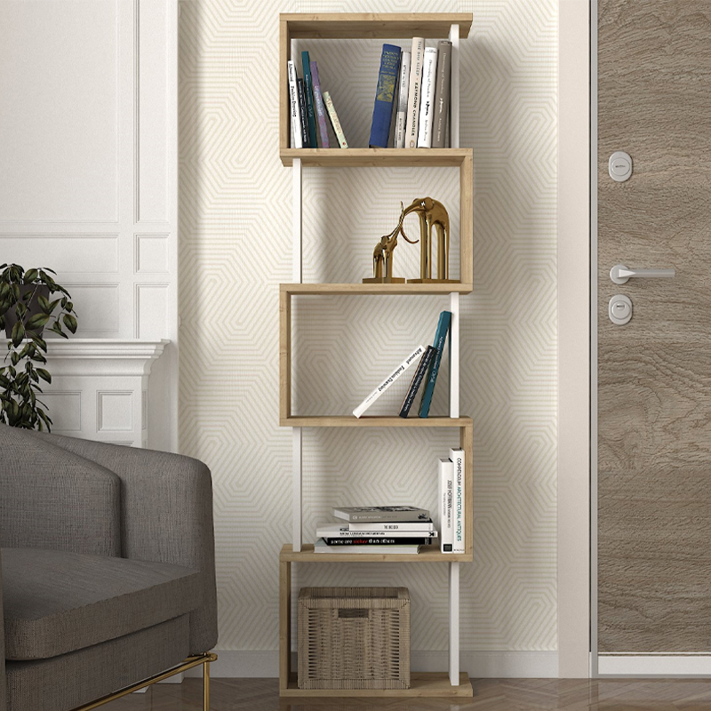 Βιβλιοθήκη Alvina Megapap χρώμα sapphire oak - λευκό 45x19,6x158,8εκ. Βιβλιοθήκη Alvina Megapap χρώμα sapphire oak - λευκό 45x19,6x158,8εκ.
