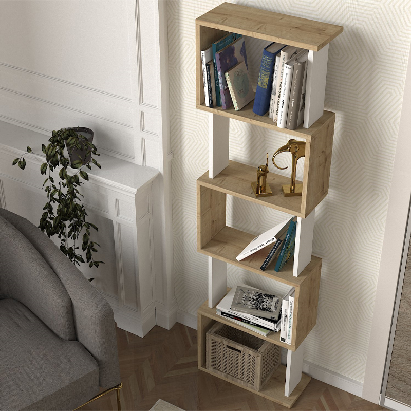 Βιβλιοθήκη Alvina Megapap χρώμα sapphire oak - λευκό 45x19,6x158,8εκ. Βιβλιοθήκη Alvina Megapap χρώμα sapphire oak - λευκό 45x19,6x158,8εκ.