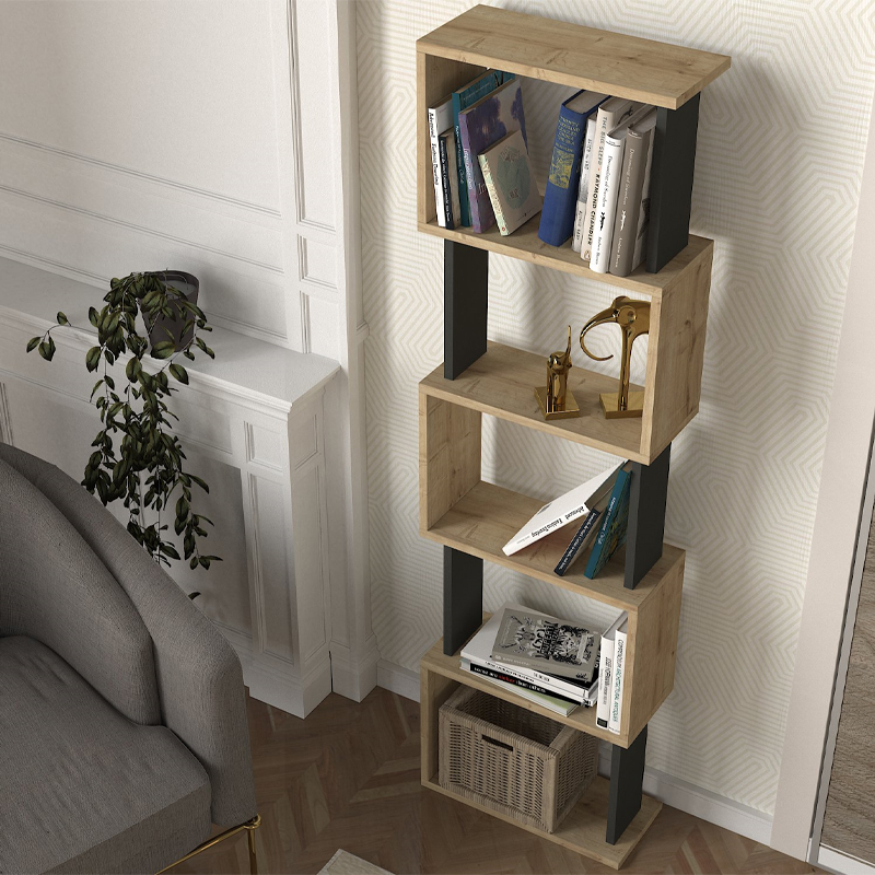 Βιβλιοθήκη Alvina Megapap χρώμα sapphire oak - ανθρακί 45x19,6x158,8εκ. Βιβλιοθήκη Alvina Megapap χρώμα sapphire oak - ανθρακί 45x19,6x158,8εκ.