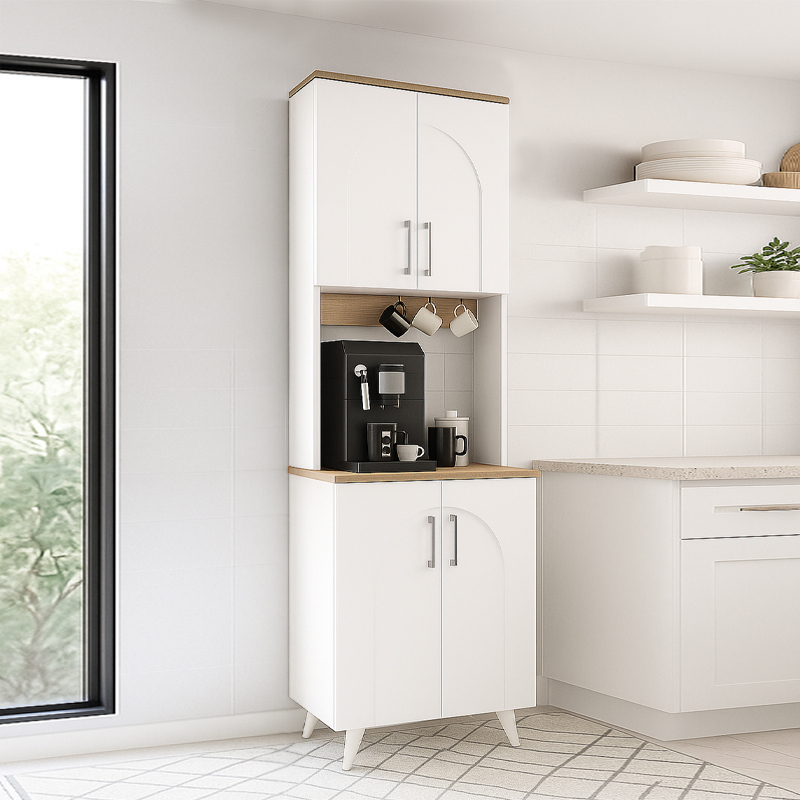 Έπιπλο κουζίνας Kalira 2 Megapap χρώμα λευκό - rota oak 60x40x196εκ. Έπιπλο κουζίνας Kalira 2 Megapap χρώμα λευκό - rota oak 60x40x196εκ.