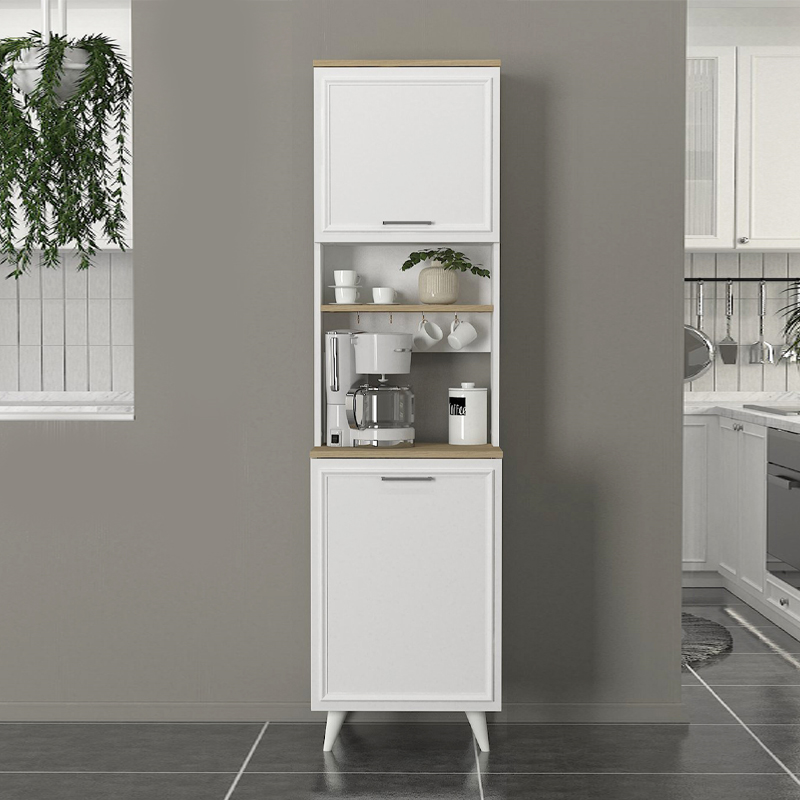 Έπιπλο κουζίνας Potter 1 Megapap χρώμα λευκό - rota oak 53,4x39,6x196,1εκ. Έπιπλο κουζίνας Potter 1 Megapap χρώμα λευκό - rota oak 53,4x39,6x196,1εκ.