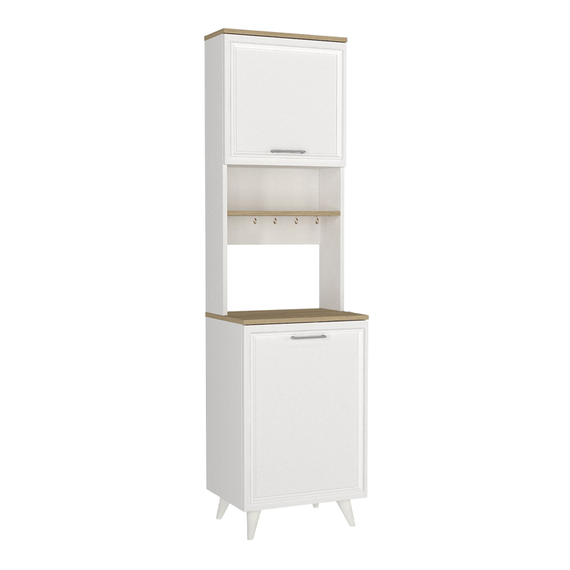 Έπιπλο κουζίνας Potter 1 Megapap χρώμα λευκό - rota oak 53,4x39,6x196,1εκ. Έπιπλο κουζίνας Potter 1 Megapap χρώμα λευκό - rota oak 53,4x39,6x196,1εκ.
