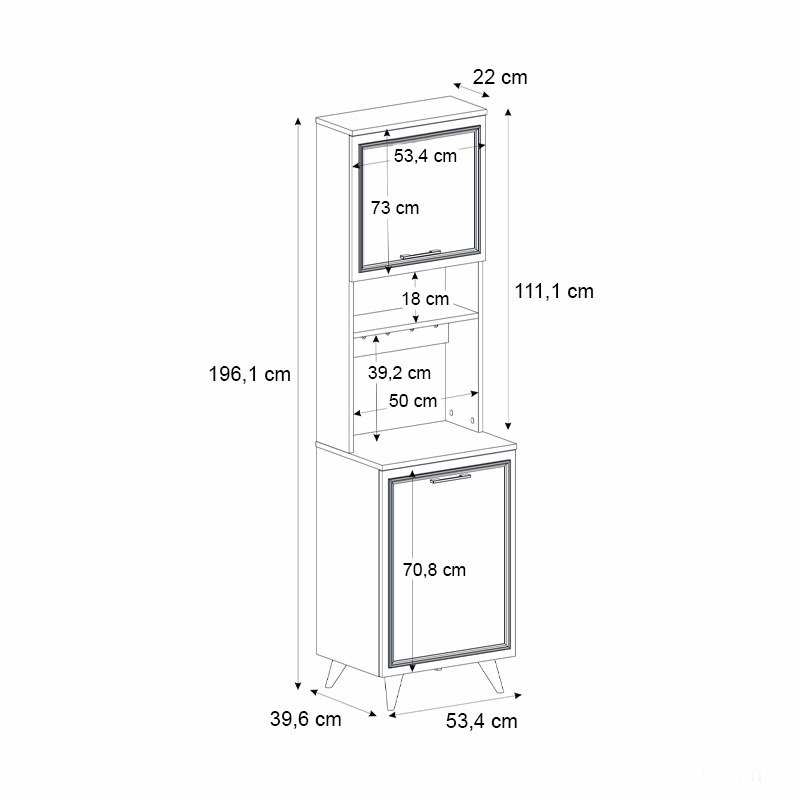 Έπιπλο κουζίνας Potter 1 Megapap χρώμα λευκό - rota oak 53,4x39,6x196,1εκ. Έπιπλο κουζίνας Potter 1 Megapap χρώμα λευκό - rota oak 53,4x39,6x196,1εκ.