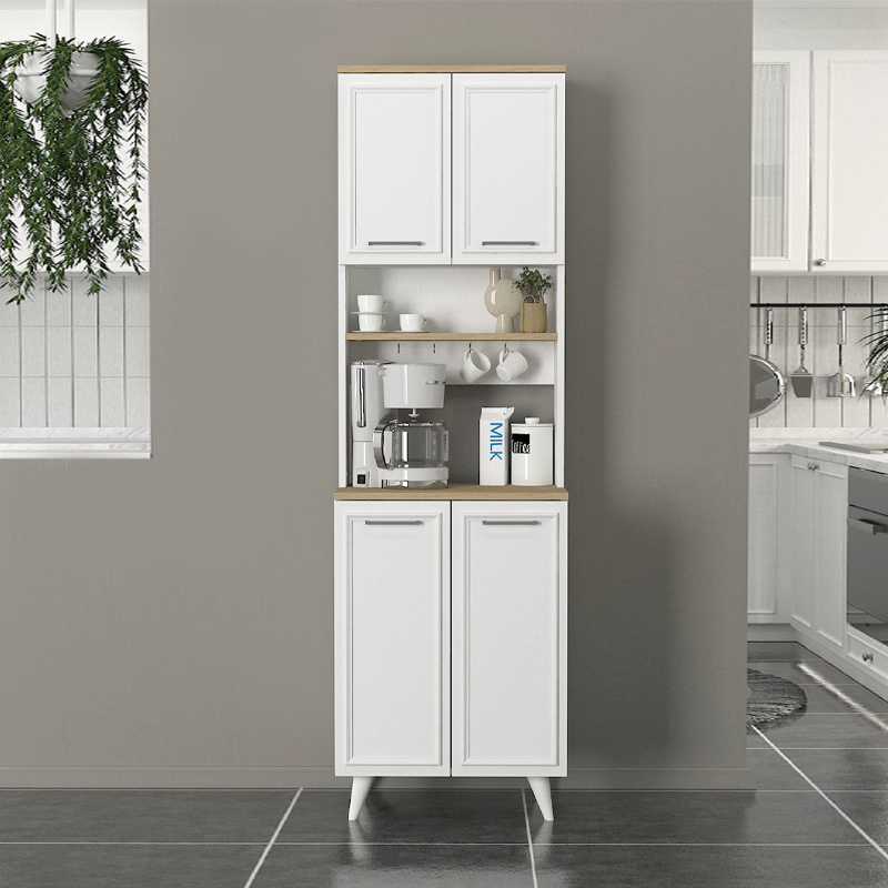 Έπιπλο κουζίνας Potter 2 Megapap χρώμα λευκό - rota oak 60x40x196,1εκ. Έπιπλο κουζίνας Potter 2 Megapap χρώμα λευκό - rota oak 60x40x196,1εκ.
