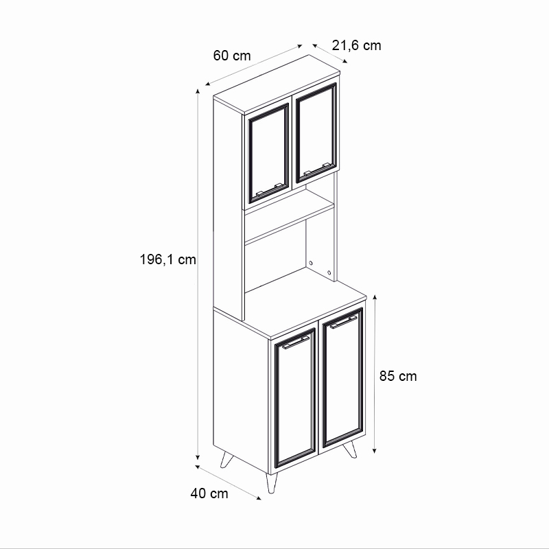 Έπιπλο κουζίνας Potter 2 Megapap χρώμα λευκό - rota oak 60x40x196,1εκ. Έπιπλο κουζίνας Potter 2 Megapap χρώμα λευκό - rota oak 60x40x196,1εκ.
