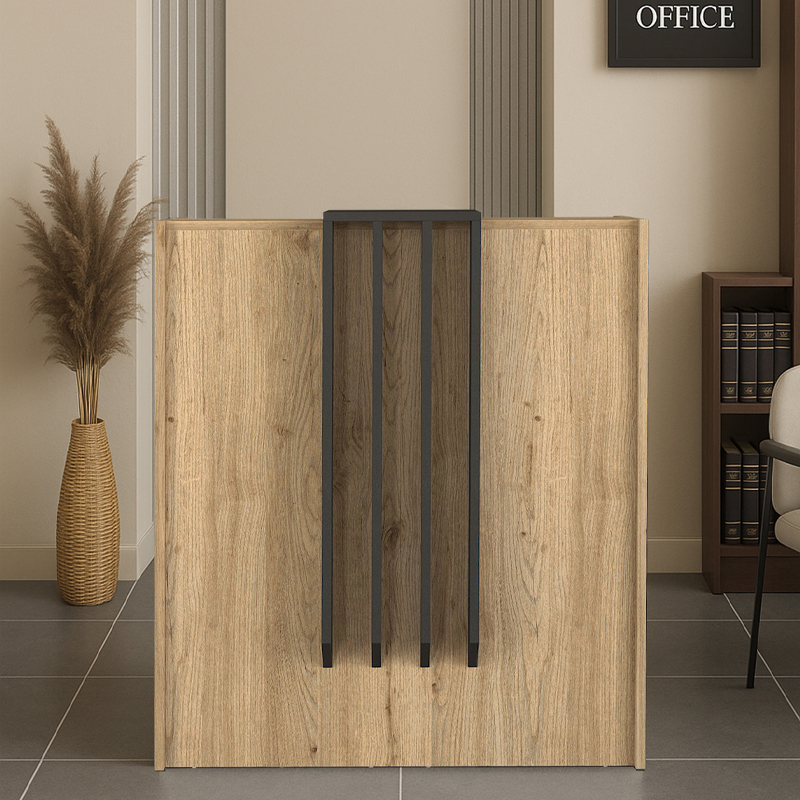 Γραφείο υποδοχής - reception Hola Megapap χρώμα sepet oak - ανθρακί 93,6x45,2x110,3εκ. Γραφείο υποδοχής - reception Hola Megapap χρώμα sepet oak - ανθρακί 93,6x45,2x110,3εκ.