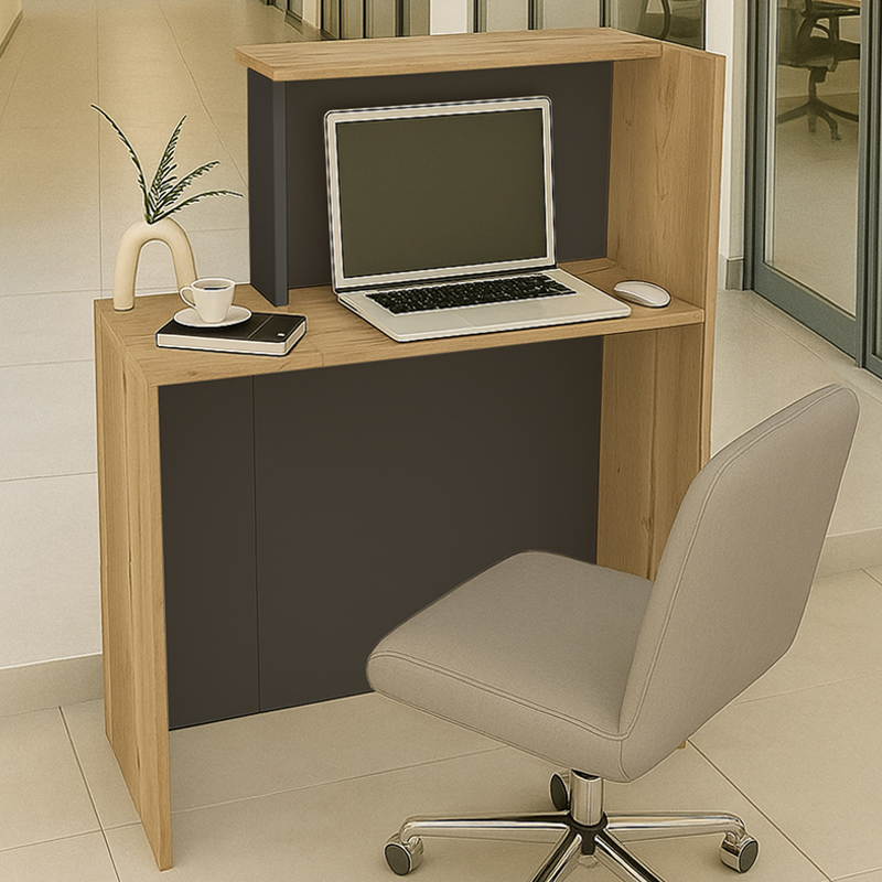Γραφείο υποδοχής - reception Enter Megapap χρώμα sepet oak - ανθρακί 86,9x40x110,3εκ. Γραφείο υποδοχής - reception Enter Megapap χρώμα sepet oak - ανθρακί 86,9x40x110,3εκ.