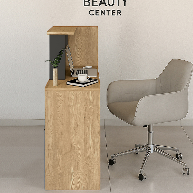 Γραφείο υποδοχής - reception Enter Megapap χρώμα sepet oak - ανθρακί 86,9x40x110,3εκ. Γραφείο υποδοχής - reception Enter Megapap χρώμα sepet oak - ανθρακί 86,9x40x110,3εκ.