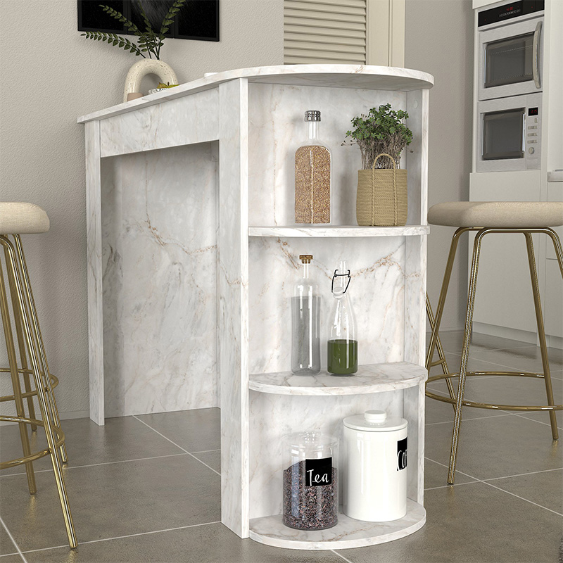 Τραπέζι μπαρ Vigne Megapap χρώμα λευκό εφέ μαρμάρου 150x51,6x101,8εκ.