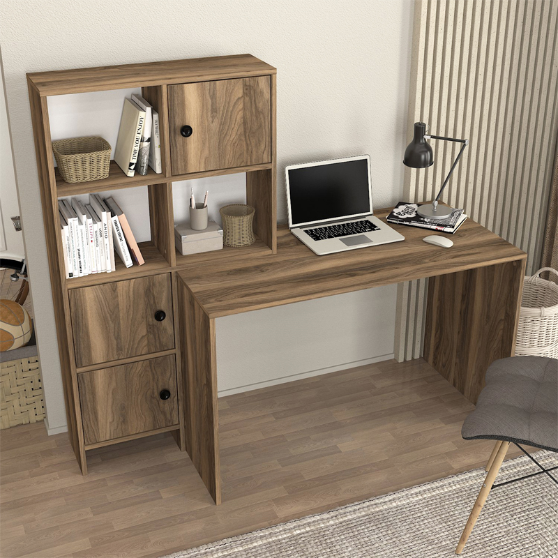 Γραφείο εργασίας Lesya Megapap αναστρέψιμο χρώμα καρυδί 159,2x59,6x141,2εκ.