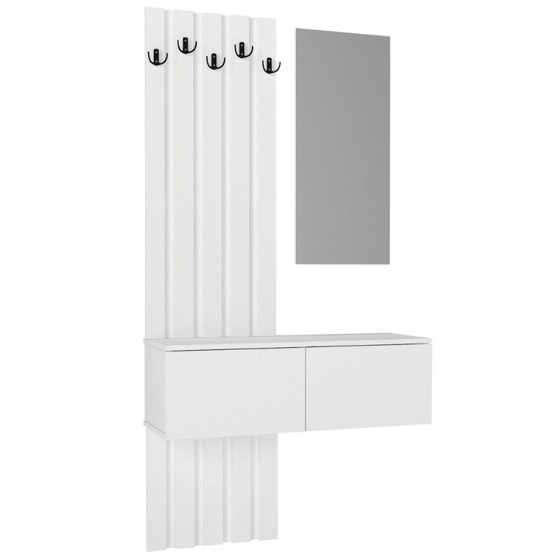 Έπιπλο εισόδου Kanso Megapap χρώμα λευκό 100x35x196,7εκ.