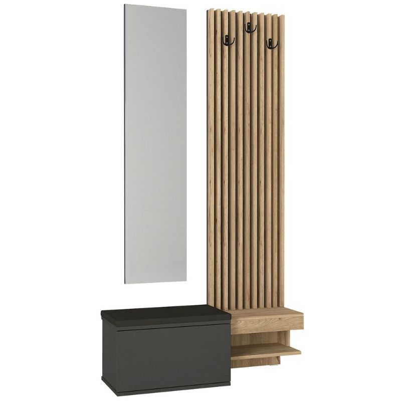 Έπιπλο εισόδου Dumont Megapap χρώμα ανθρακί - sepet oak 104,8x35x198εκ.
