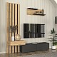 Σύνθεση τηλεόρασης Rosaline Megapap χρώμα ανθρακί - sepet oak 183x31,3x196,9εκ.