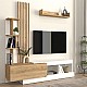 Σύνθεση τηλεόρασης Vermont Megapap χρώμα λευκό - sepet oak 180x40x193,8εκ.